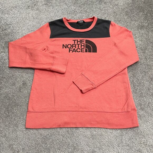 The North Face Graphic Pullover Sweatshirt Womens Large Orange Casual Outdoor - Picture 1 of 12